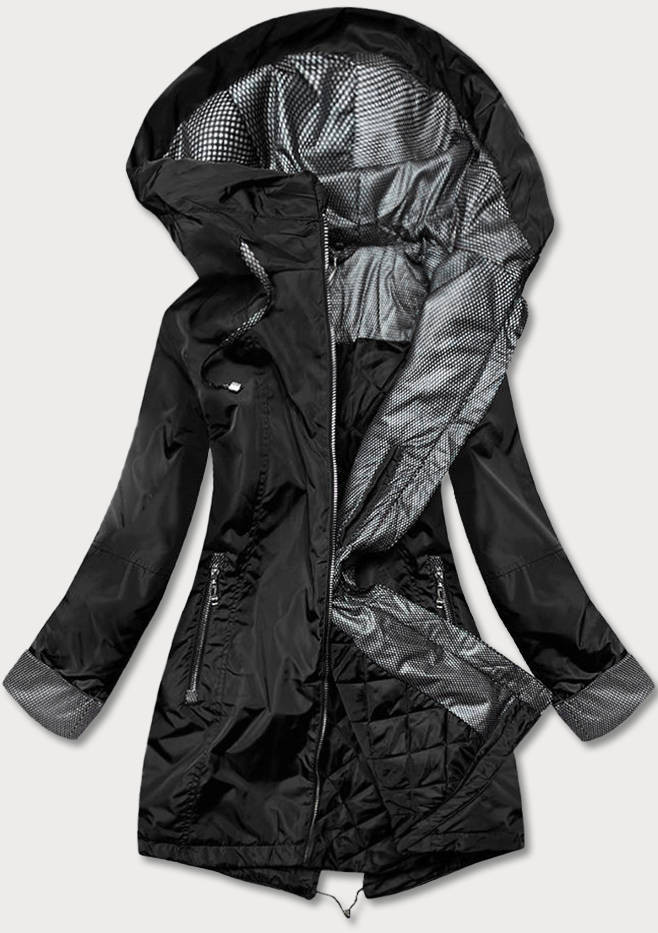 Černá dámská bunda s ozdobnými manžetami (BR8079-1) odcienie czerni 50