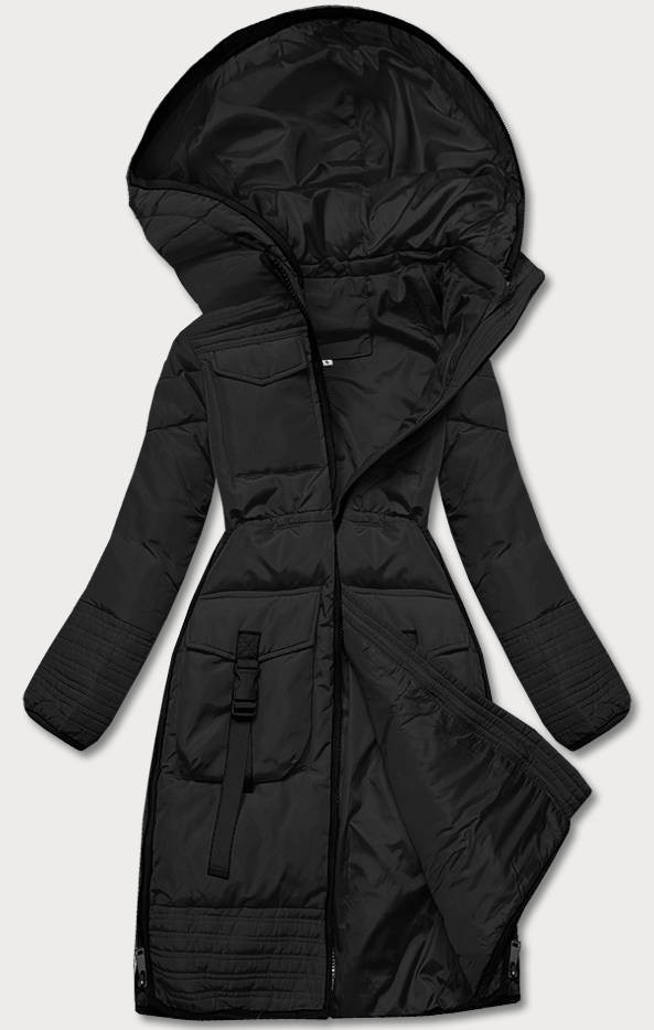 Černá vypasovaná dámská zimní bunda (H-1071-01) odcienie czerni XL (42)
