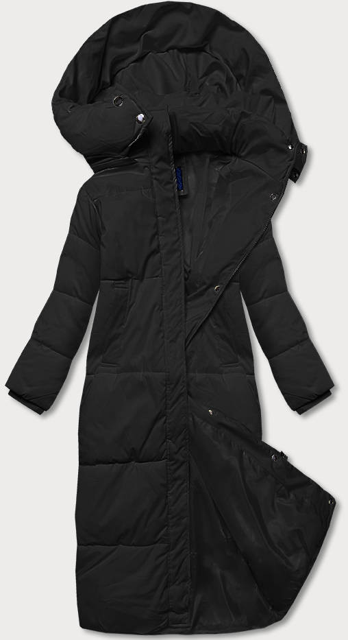 Dlouhá černá dámská zimní bunda (AG3-3031) odcienie czerni XXL (44)