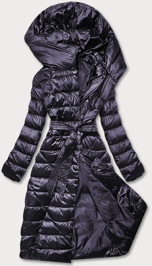 Tmavě fialová dámská bunda s páskem pro zavazování (AG1-J9069B) odcienie fioletu 50