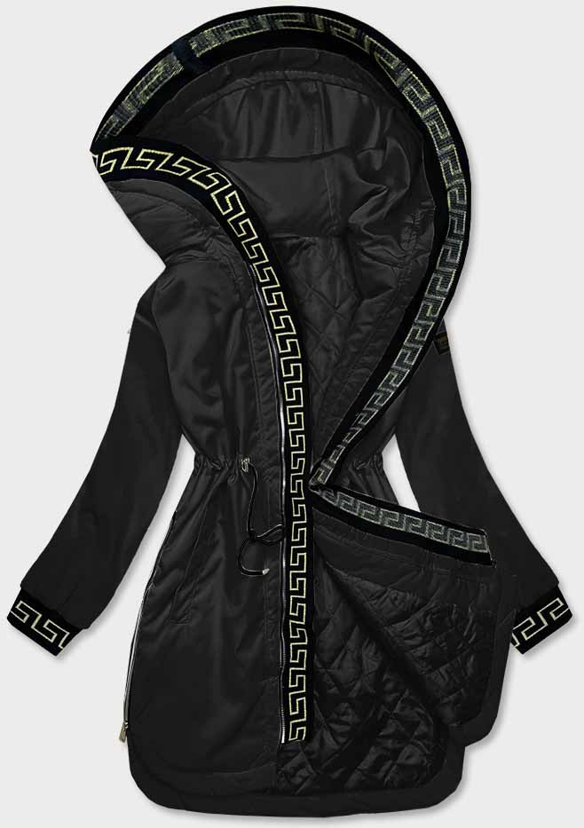 Černá dámská bunda s ozdobnou lemovkou (B8139-1) odcienie czerni XL (42)