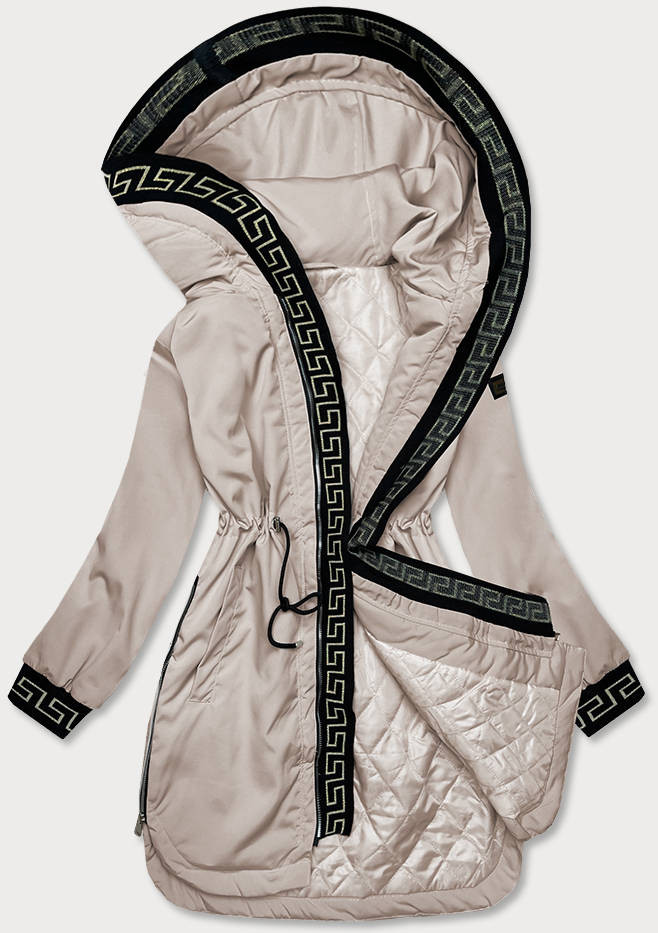 Béžová dámská bunda s ozdobnou lemovkou (B8139-51) odcienie beżu L (40)