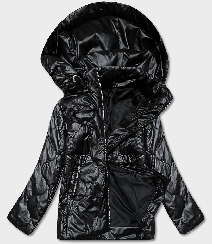 Černá dámská bunda s odepínací kapucí (B0131-1) odcienie czerni 50