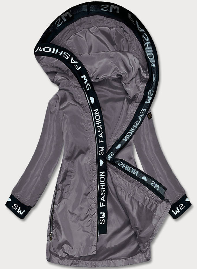 Tmavě šedá tenká dámská bunda s ozdobnou lemovkou (B8145-9) odcienie szarości M (38)