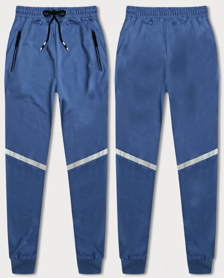Světle modré pánské teplákové kalhoty s reflexními prvky (8K189-17) odcienie niebieskiego XXL