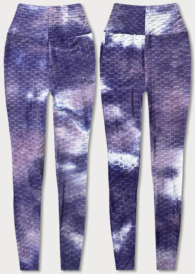 Fialové legíny s motivem TIE DYE (YW88025) odstíny fialové M (38)