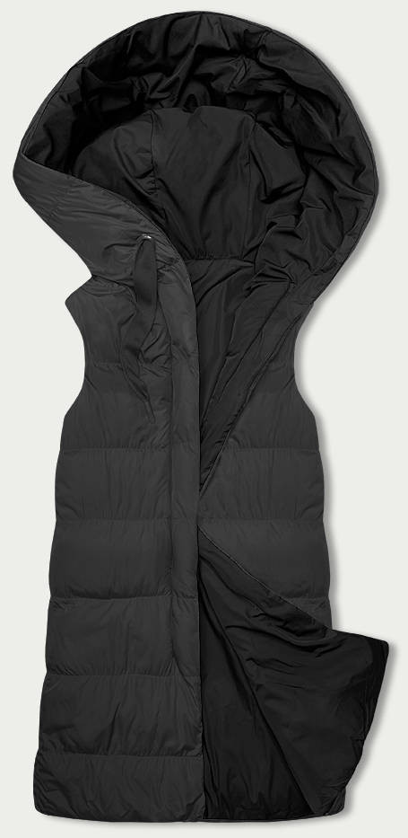 Černá oboustranná oversize vesta s kapucí (V724) odcienie czerni XL (42)