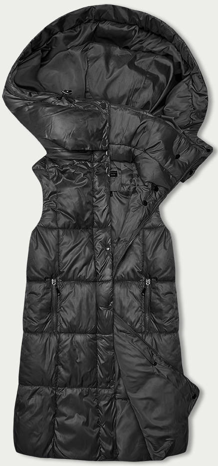 Jednoduchá černá dámská vesta s kapucí (YP-22072-1) odcienie czerni S (36)