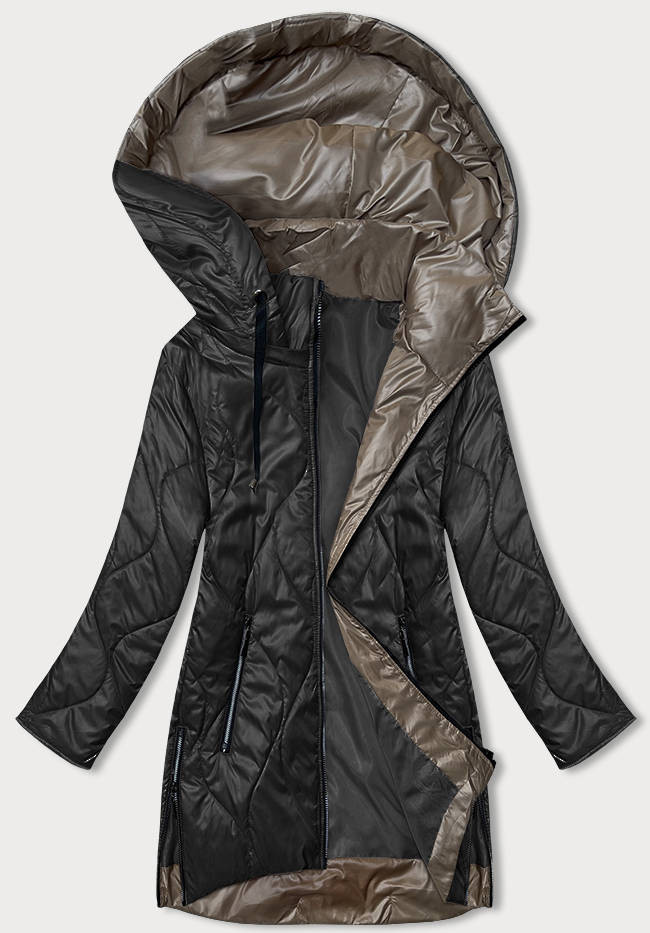 Černá dámská bunda s odepínací kapucí (B8218-1) odcienie czerni 50