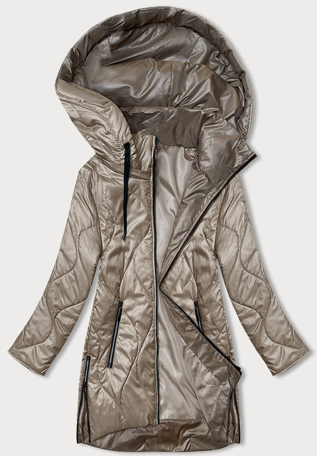 Béžová dámská bunda s odepínací kapucí (B8218-12) odcienie beżu 52