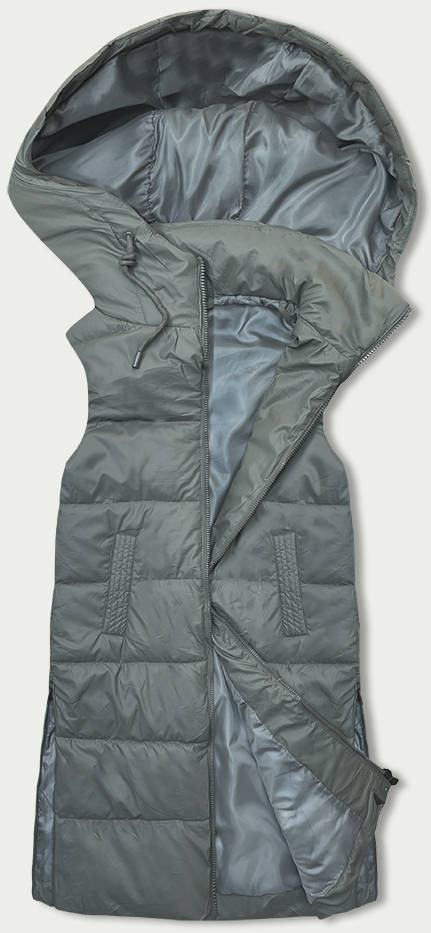 Dámská vesta v khaki barvě s kapucí (B8212-11) odcienie zieleni XXL (44)