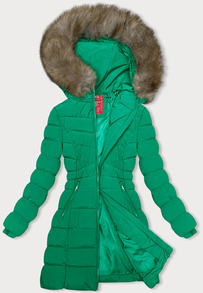 Zelená péřová dámská zimní bunda (LHD-23032) odcienie zieleni M (38)