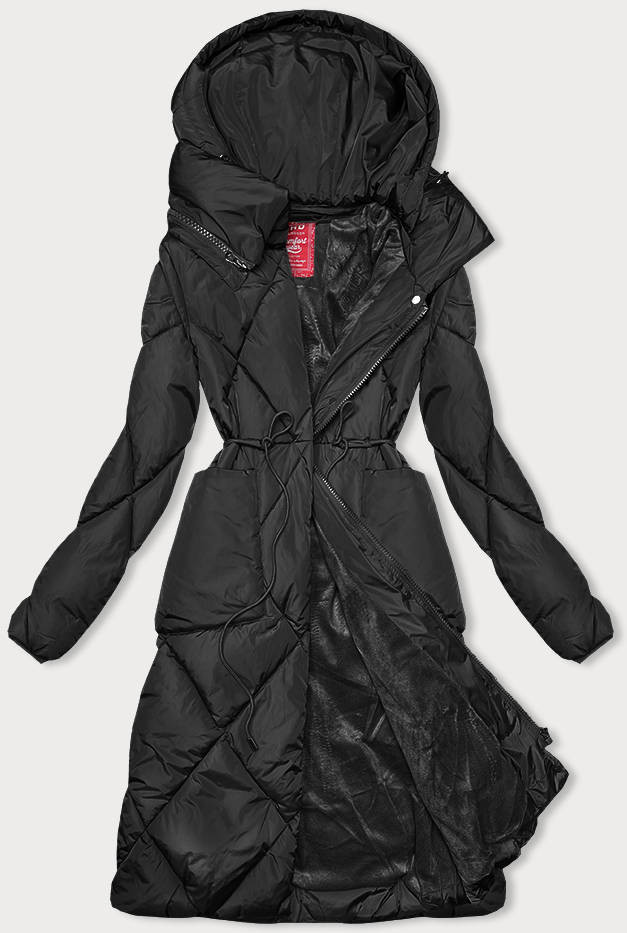 Černá zimní bunda s límcem (LHD-23021) odcienie czerni XS (34)