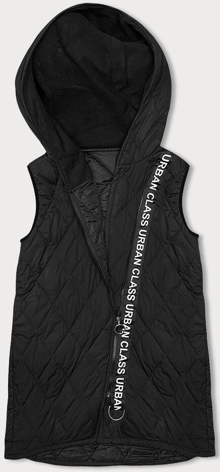 Černá dámská prošívaná vesta s ozdobnou páskou (16M9118-392) odcienie czerni XL (42)