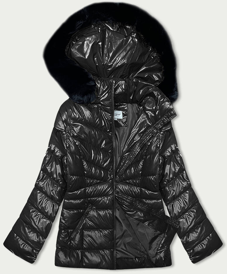 Černá dámská prošívaná zimní bunda (V776G) odcienie czerni M (38)