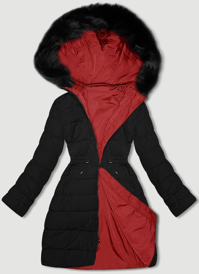 Červeno-černá oboustranná dámská bunda J Style pro přechodné období (16M9159-275) odcienie czerwieni M (38)