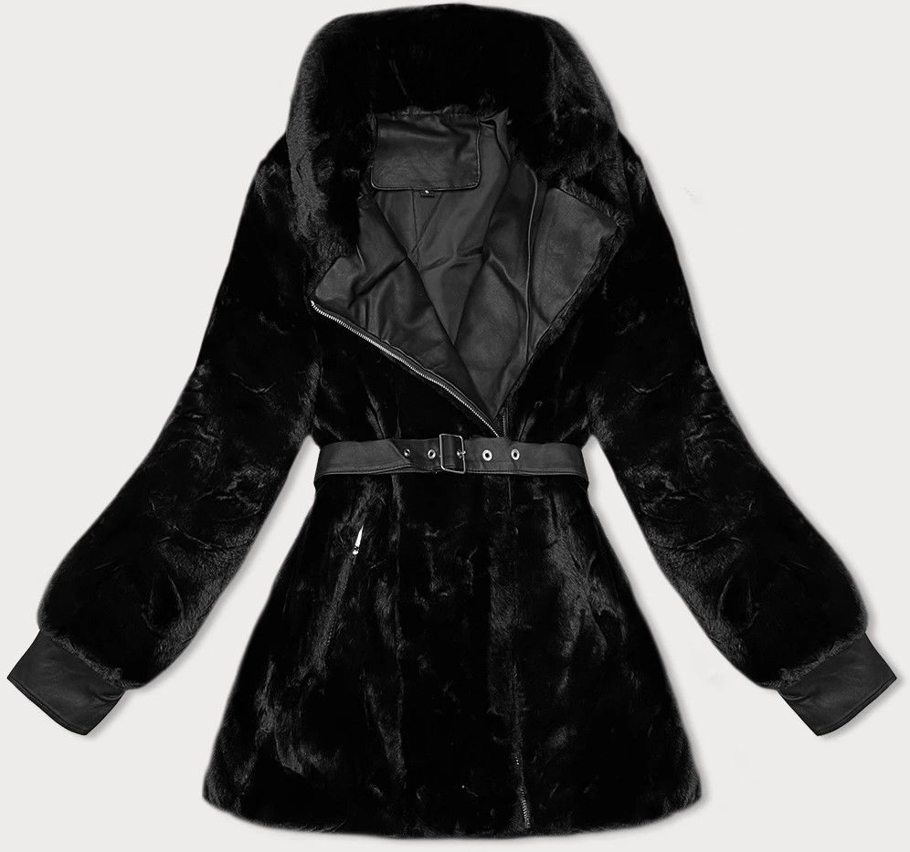 Černá dámská kožešinová bunda J Style (11Z8075) odcienie czerni XL (42)