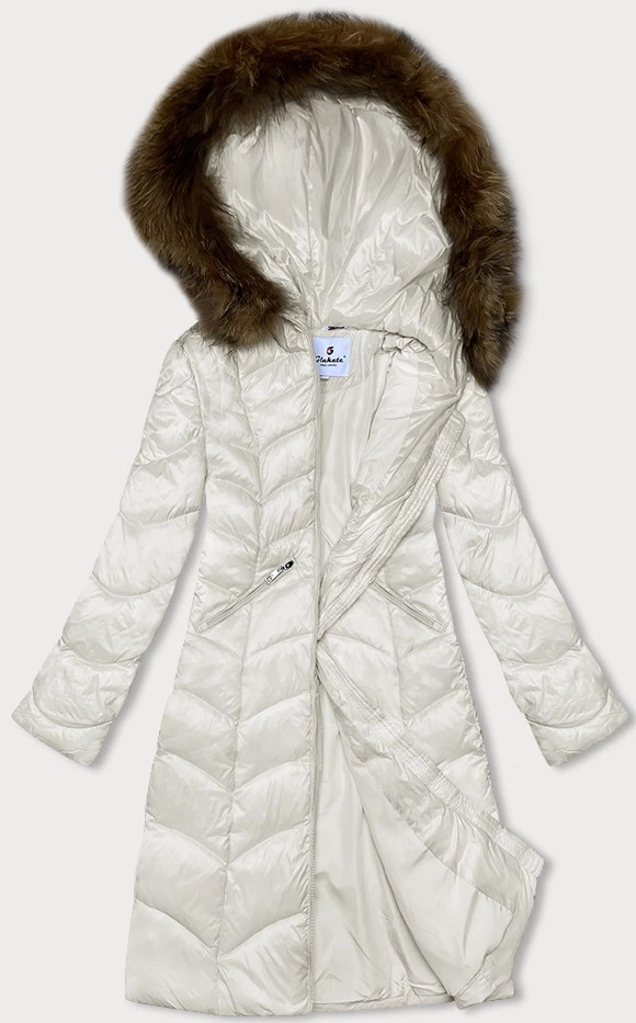 Prošívaná dámská bunda v ecru barvě Glakate pro přechodné období (LU-2201) odcienie bieli L (40)
