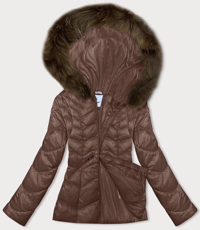 Prošívaná dámská bunda ve velbloudí barvě s kapucí Glakate pro přechodné období (LU-2202) odcienie beżu L (40)