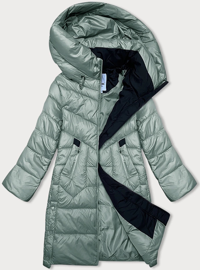 Dámská zimní péřová bunda v mátové barvě Glakate (LU-238002#) odcienie zieleni M (38)