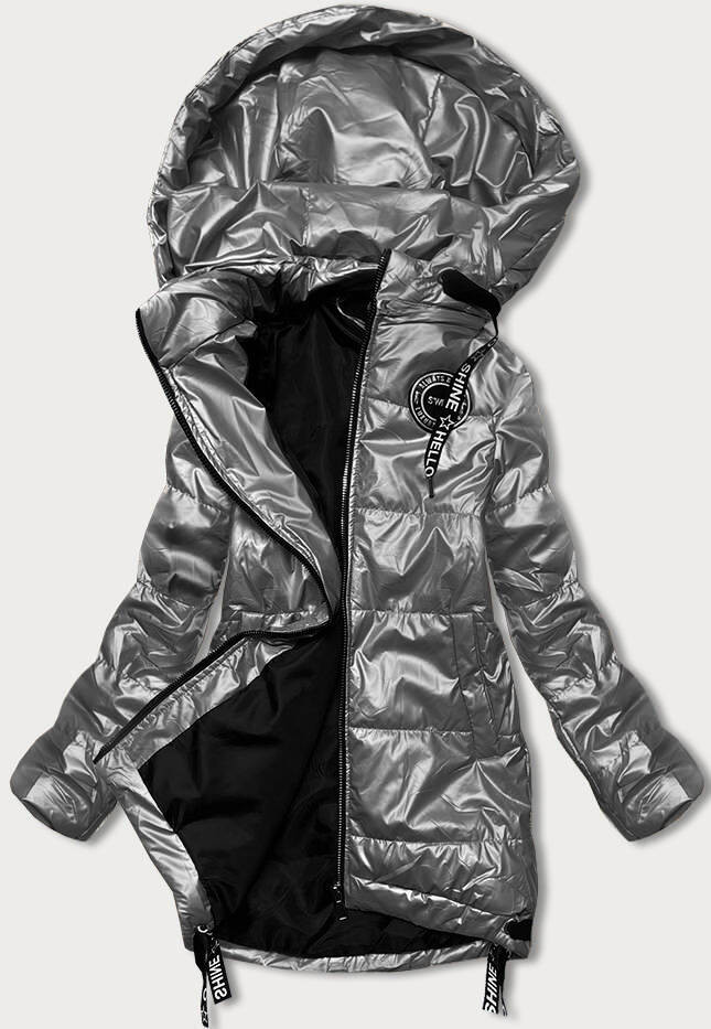 Šedá dámská bunda s odepínací kapucí (B8086-70) odcienie szarości XL (42)