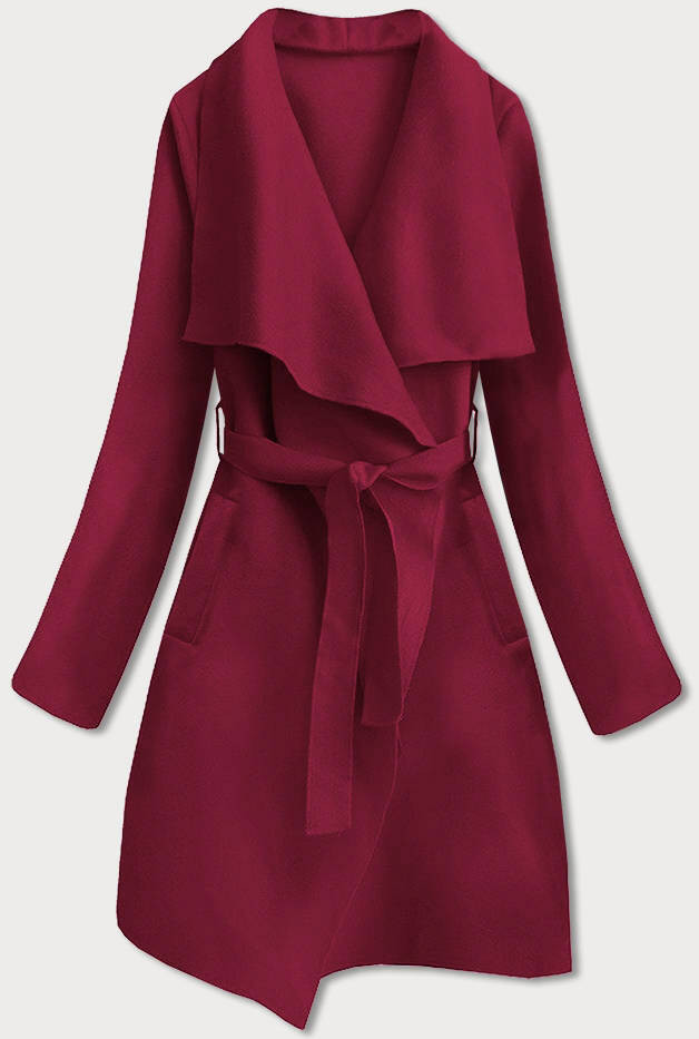 Minimalistický dámský kabát v tlumené červené barvě (747art) odcienie czerwieni ONE SIZE