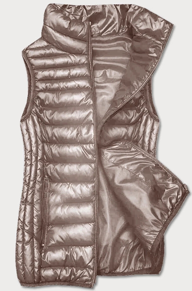 Tmavě béžová dámská vesta se stojáčkem (B8233-12) odcienie beżu M (38)