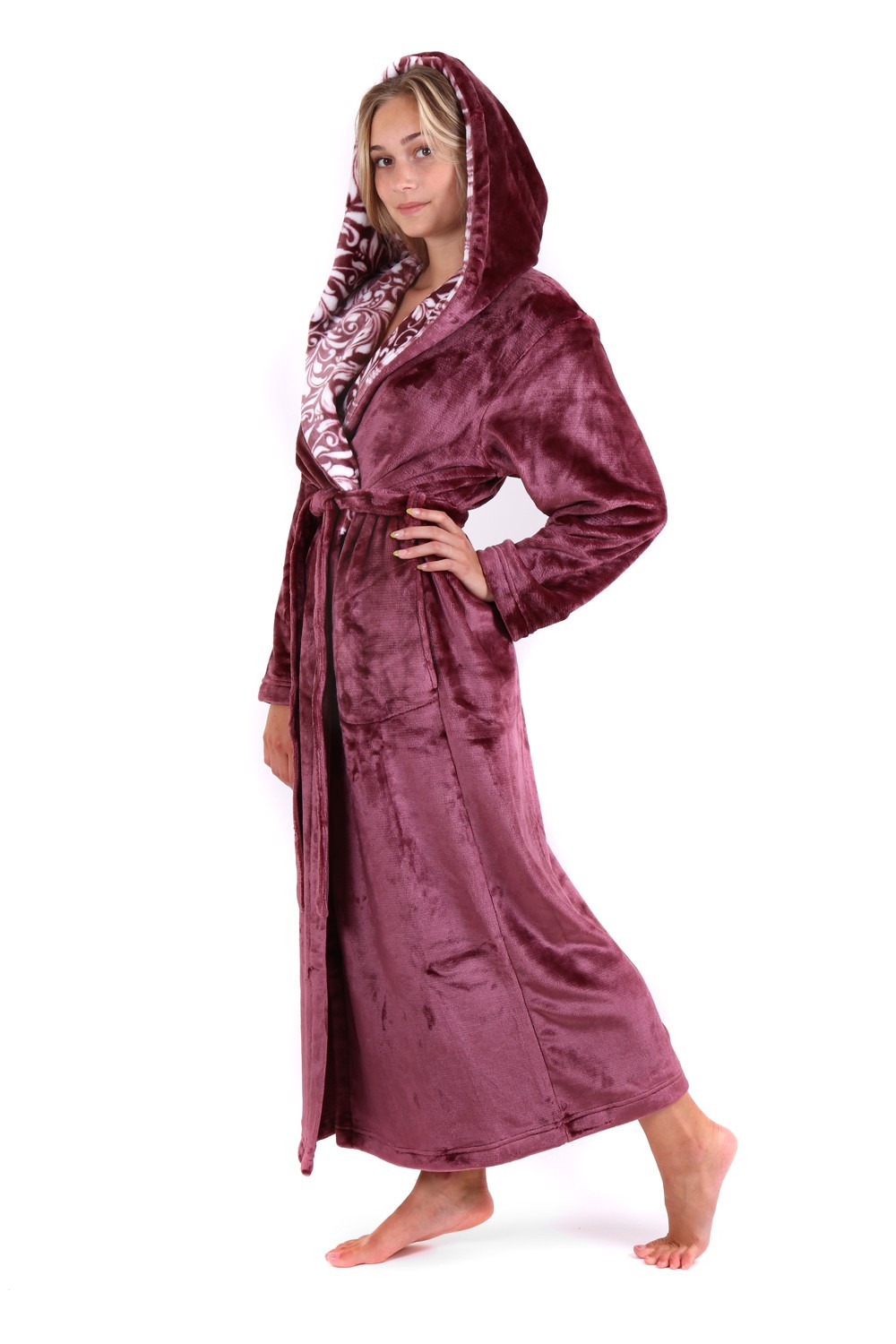 Dámský župan Flora s kapucí 39564853 mauve wine - Vestis XL