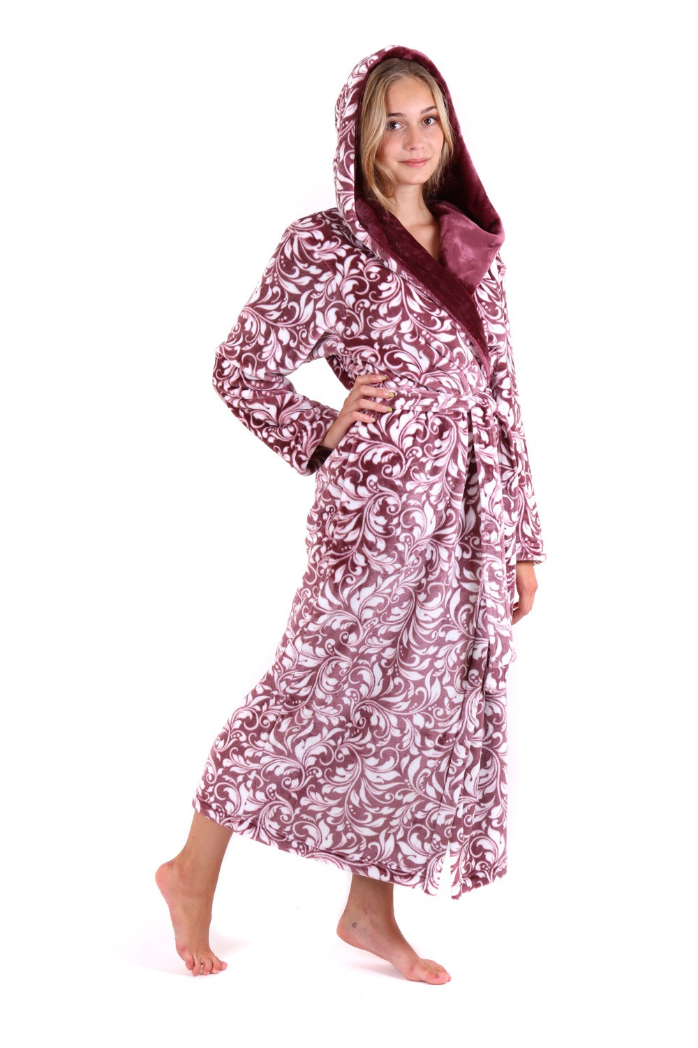 Dámský župan Flora s kapucí 3956 mauve wine - Vestis XL