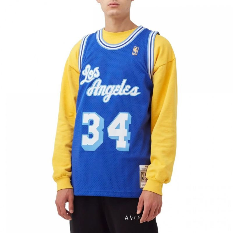 Mitchell & Ness Pánský dres NBA Los Angeles Lakers Shaquille O'Neal s potiskem Swingman M SMJYAC18013-LALROYA96SON XXL
