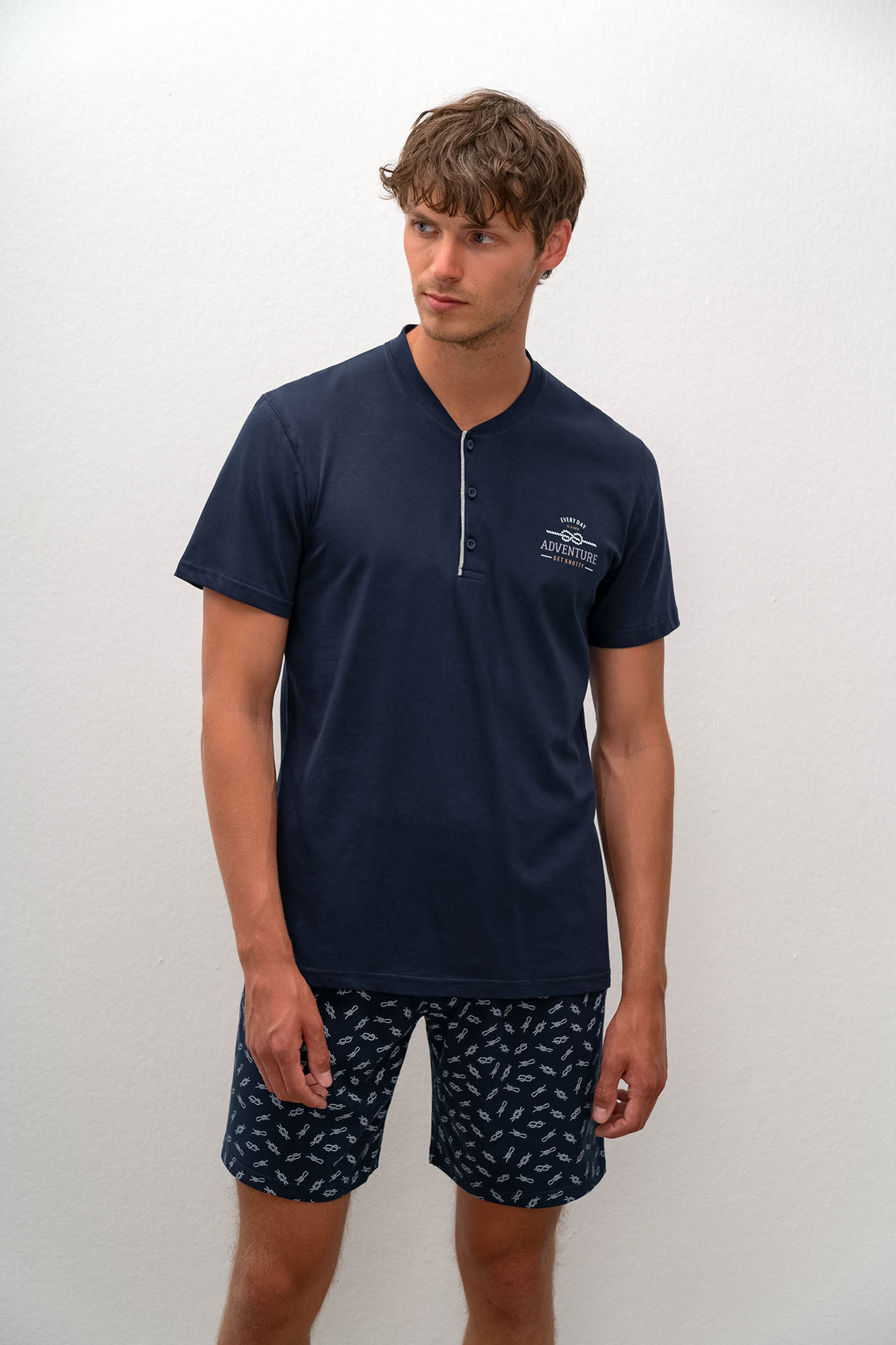 Vamp - Elegantní pyžamo s krátkým rukávem 16621 - Vamp blue oxford L
