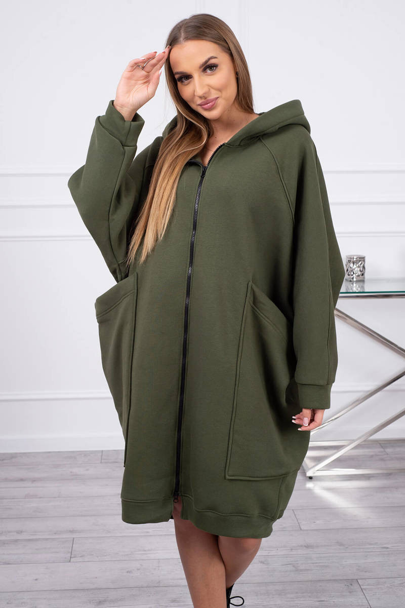 Zateplená oversize mikina v khaki barvě UNI