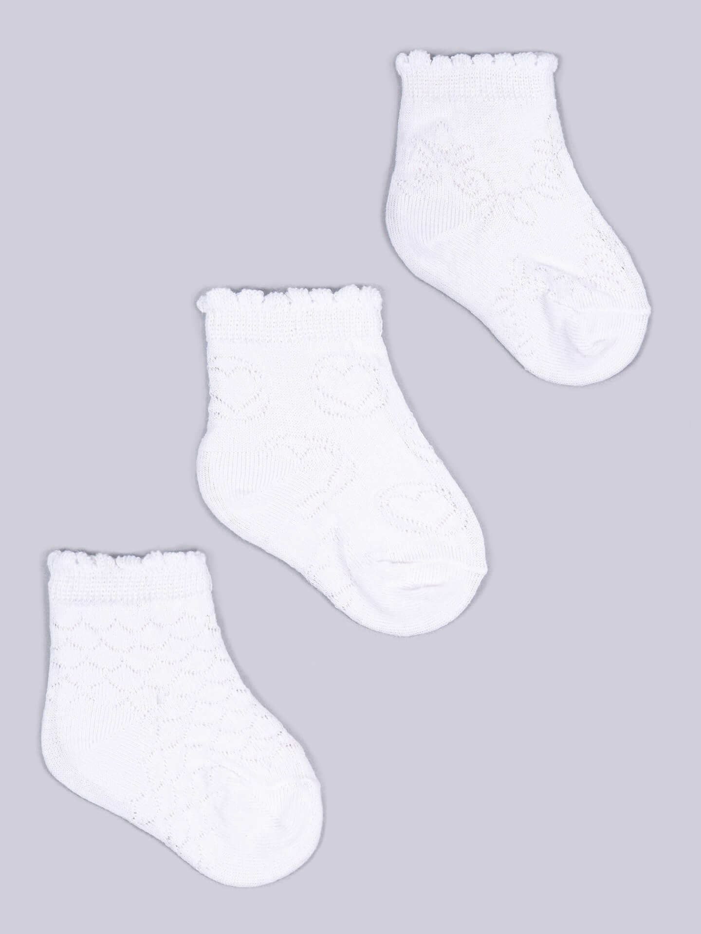 Yoclub Dívčí žakárové ponožky 3-pack SKL-0001G-0100 White 6-9 měsíců