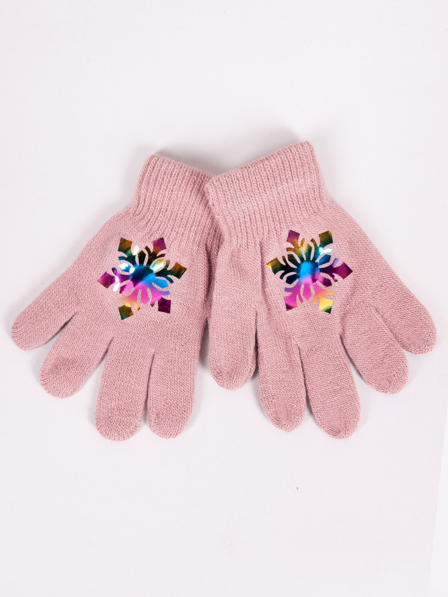 Dívčí pětiprsté rukavice Yoclub s hologramem RED-0068G-AA50-001 Pink 18