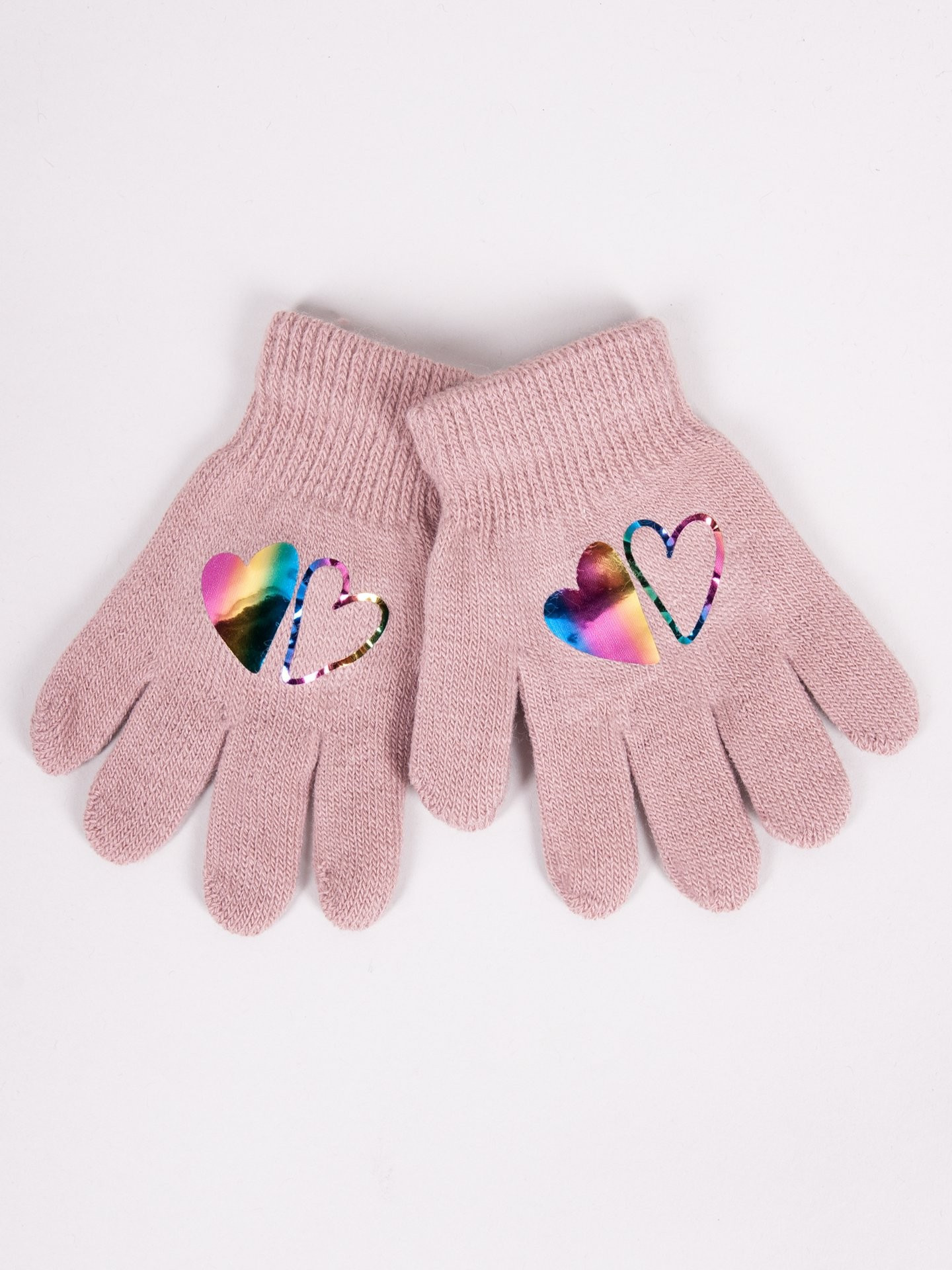 Dívčí pětiprsté rukavice Yoclub s hologramem RED-0068G-AA50-002 Pink 18