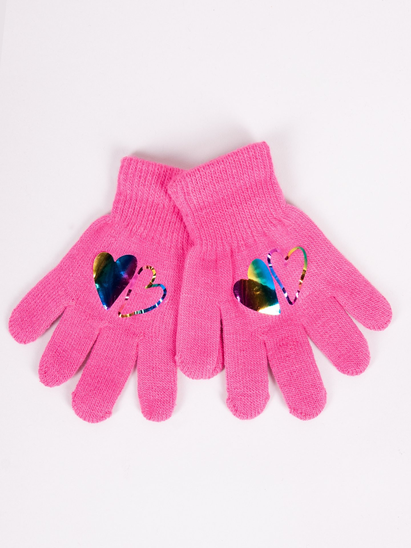 Dívčí pětiprsté rukavice Yoclub s hologramem RED-0068G-AA50-005 Pink 18