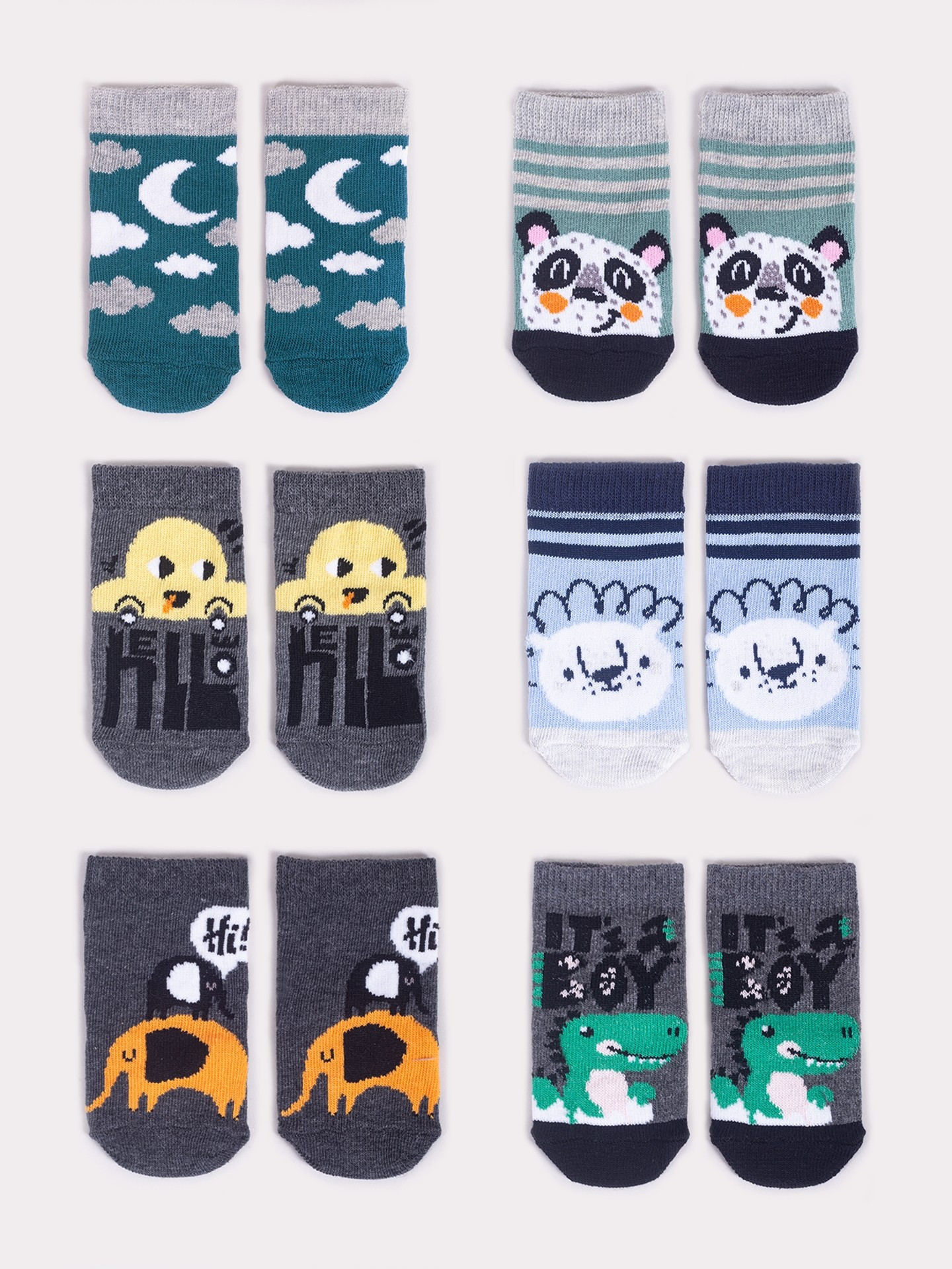 Yoclub 6Pack Dětské chlapecké ponožky SKA-0123C-AA00-002 Vícebarevné 3-6 měsíců