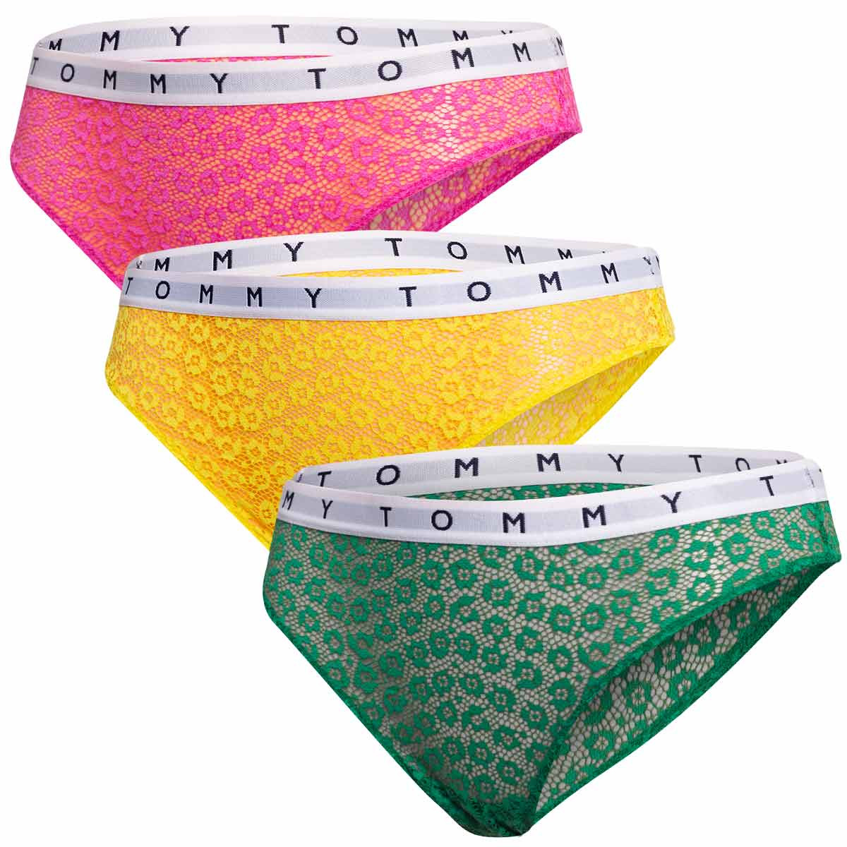 Tommy Hilfiger 3Pack tanga kalhotky UW0UW025220Y0 Yellow/Green/Pink S