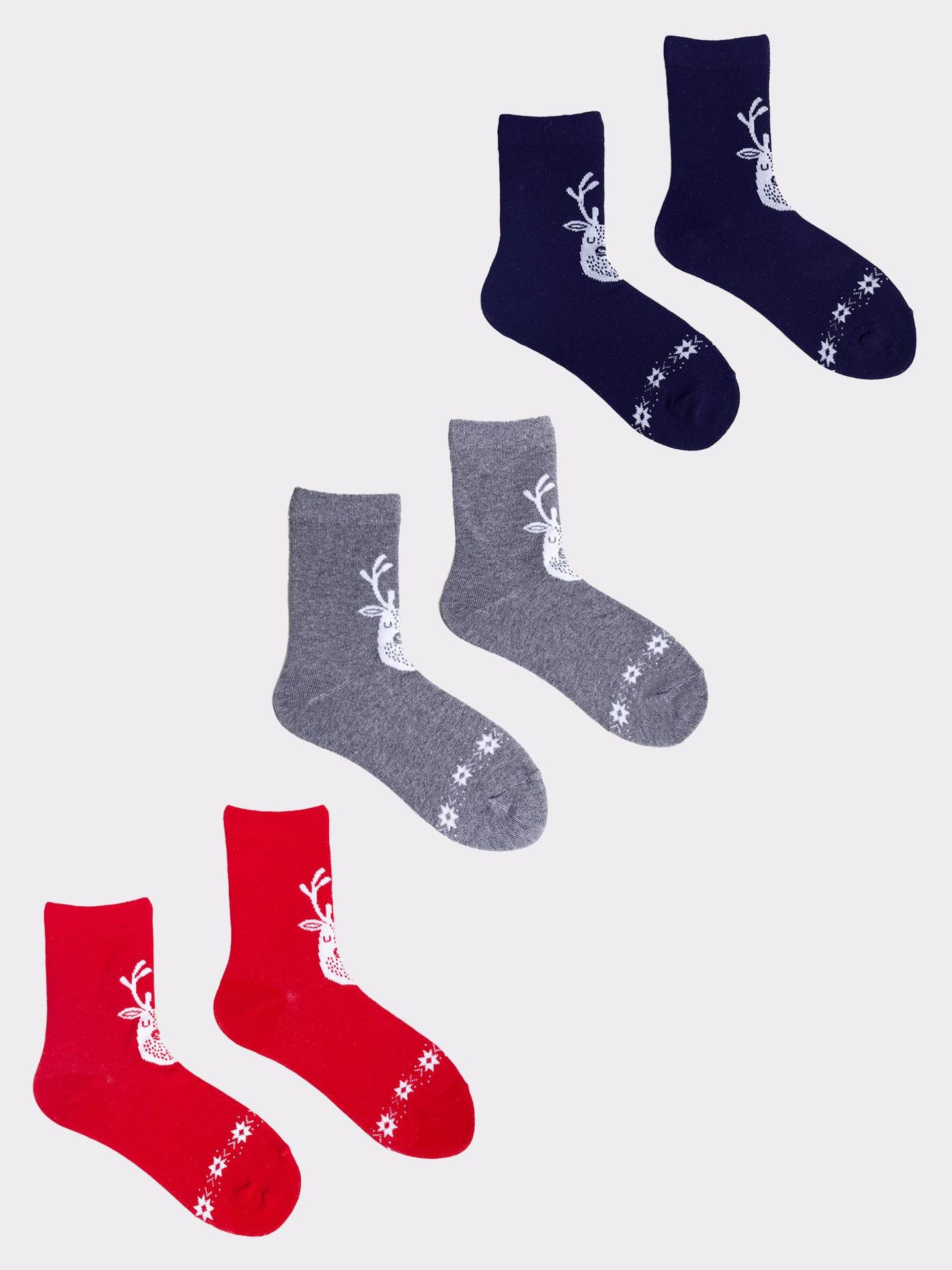 Yoclub Vánoční ponožky 3-pack SKA-X048U-AA00 Vícebarevné 31-34