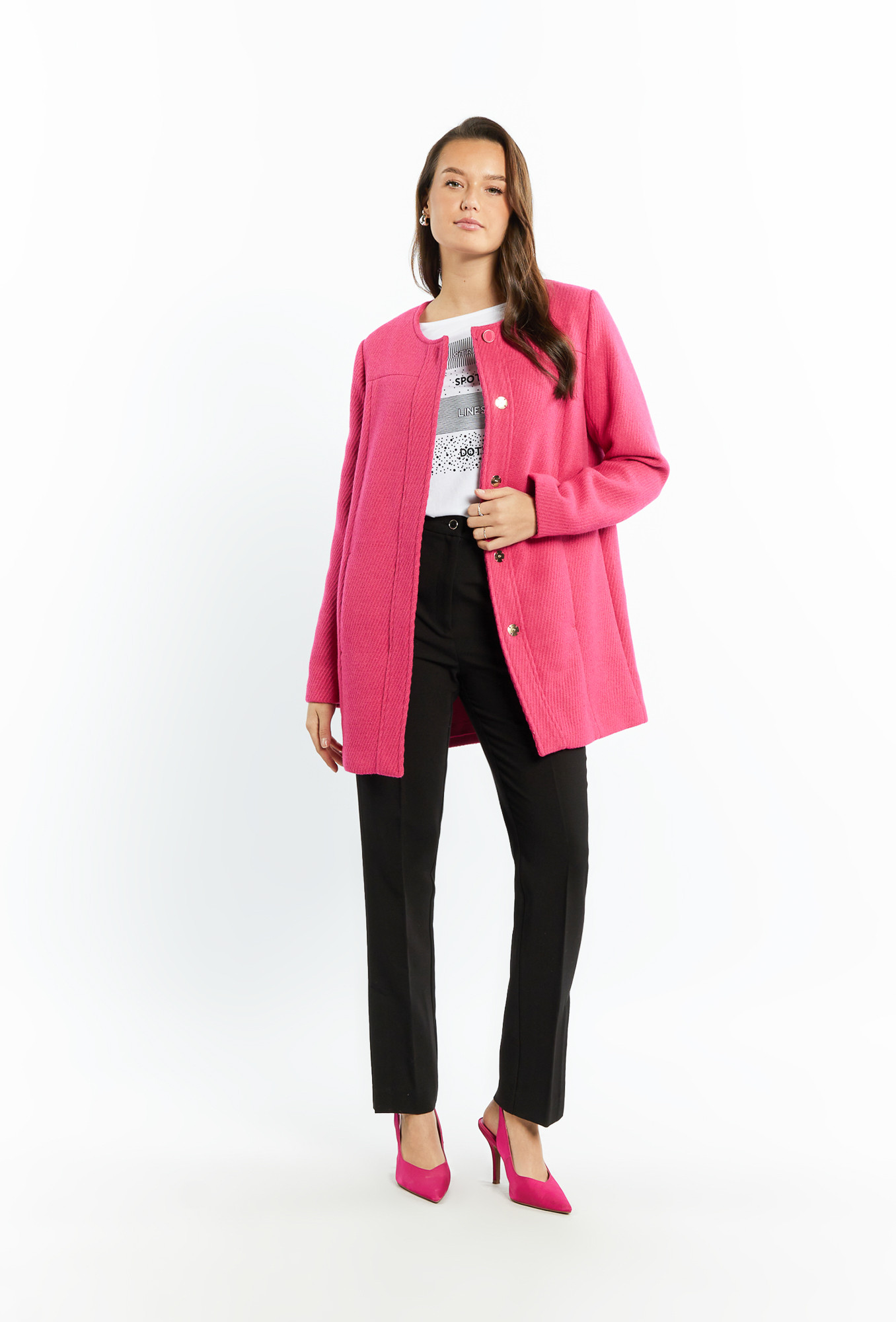 Monnari Kabáty Dámský kabát s rovným střihem Pink 40