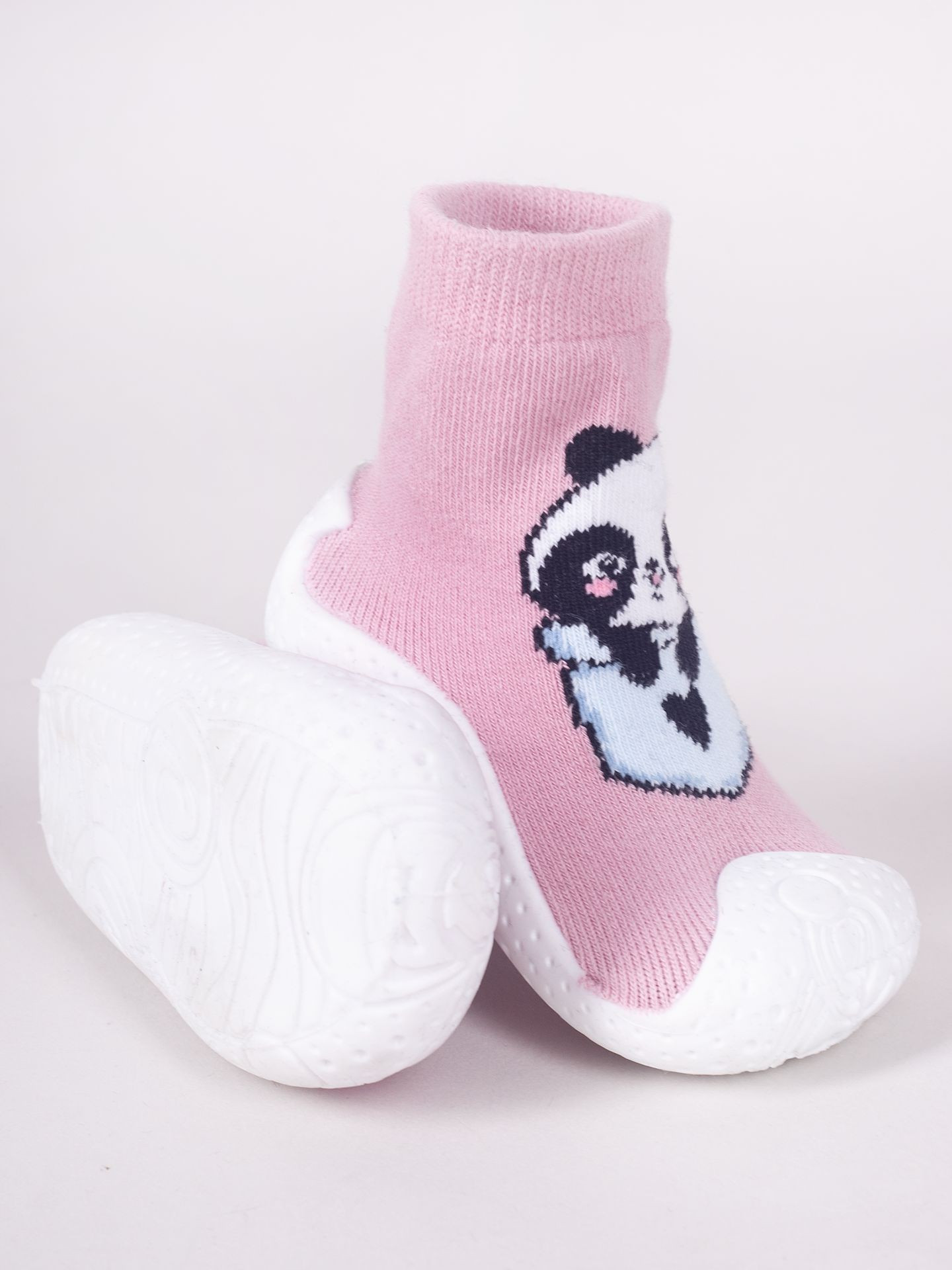 Yoclub Dětské dívčí protiskluzové ponožky s gumovou podrážkou P2 Pink 21