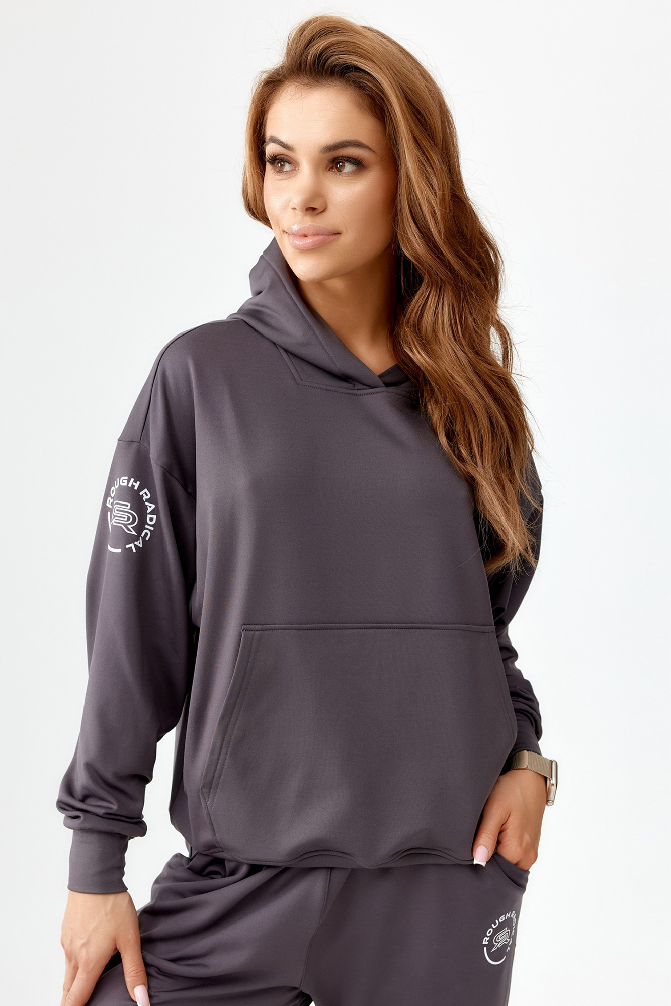 Rough Radical Mikina s kapucí Pery Hoodie Dark Grey S