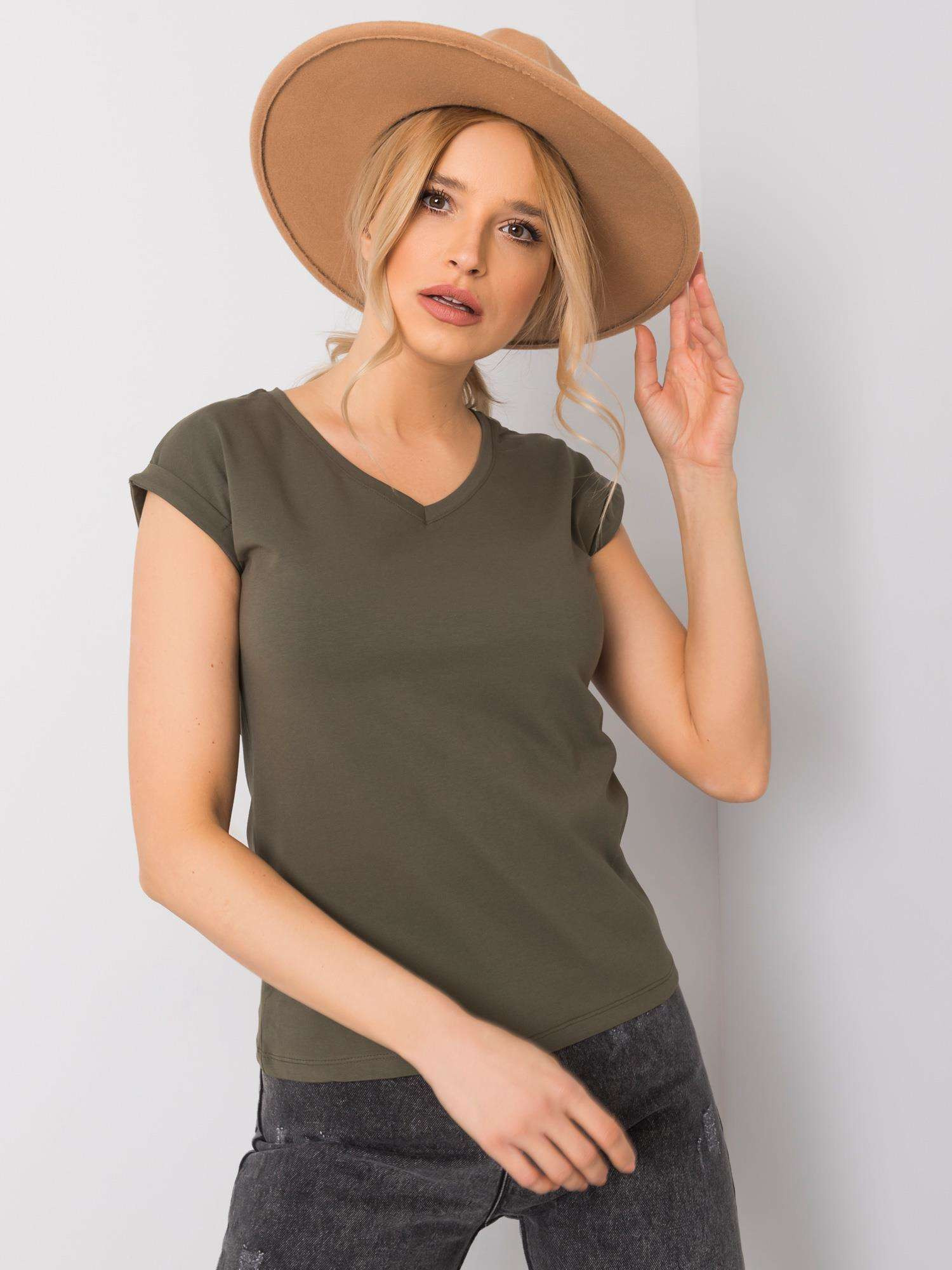 Khaki basic dámské tričko XL