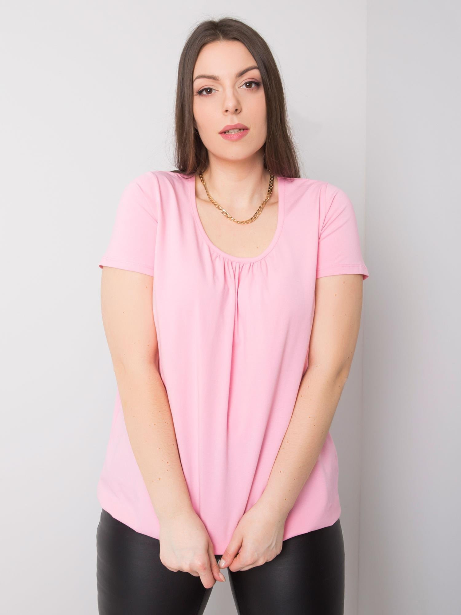 Světle růžová bavlněná halenka Celeste plus size XL