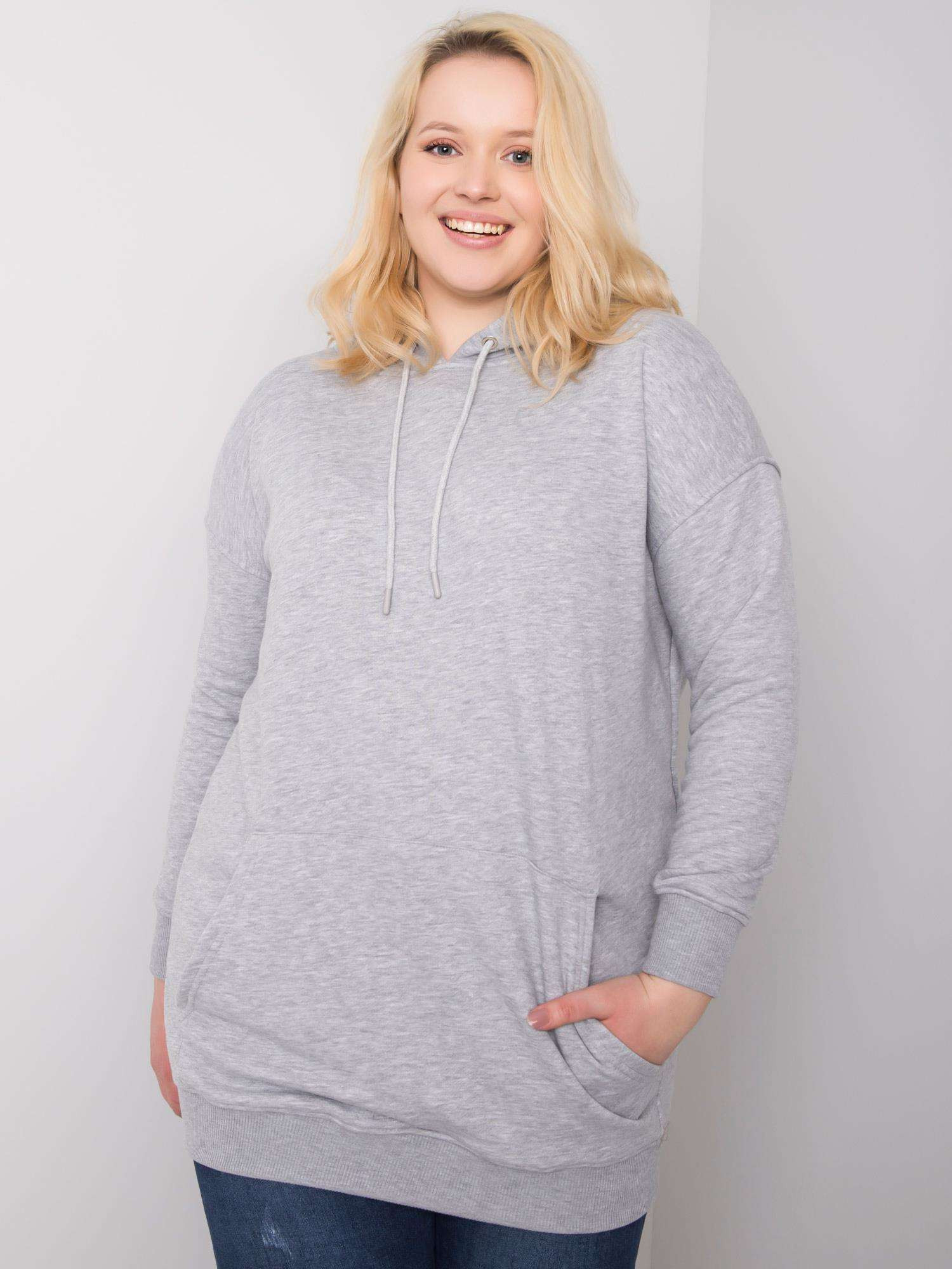 Šedá melanžová bavlněná mikina 3XL