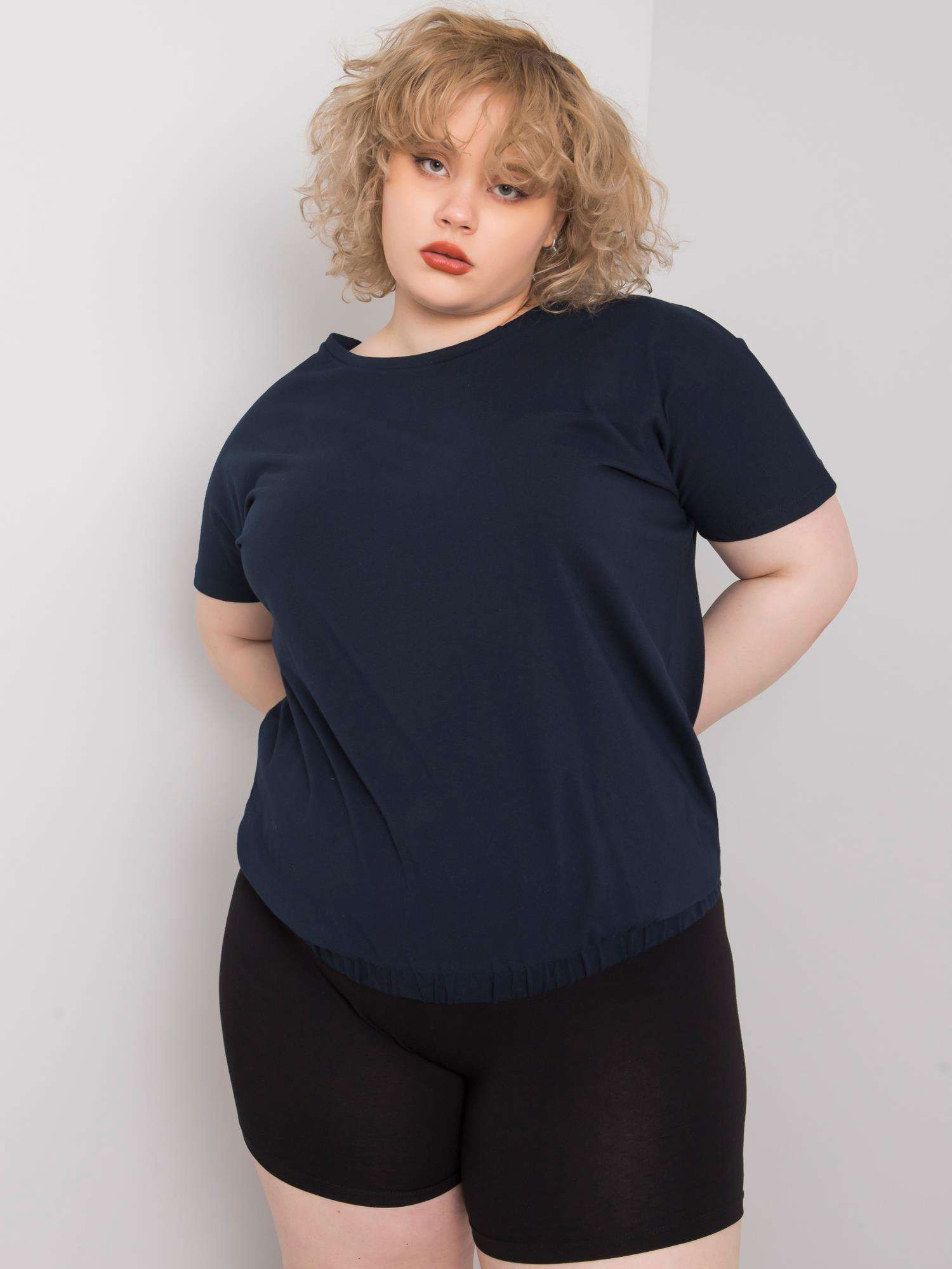 Tmavě modrá bavlněná halenka plus size 2XL