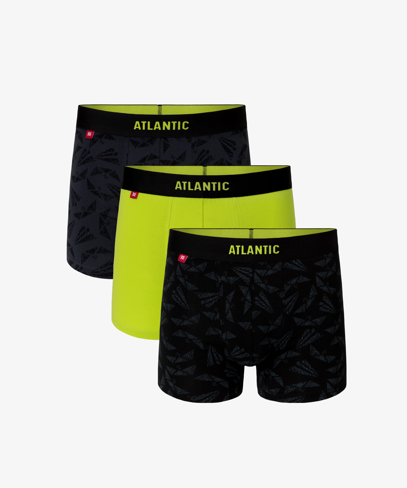 3-BALENÍ Pánské boxerky ATLANTIC - grafit, lime, černé Velikost: XL