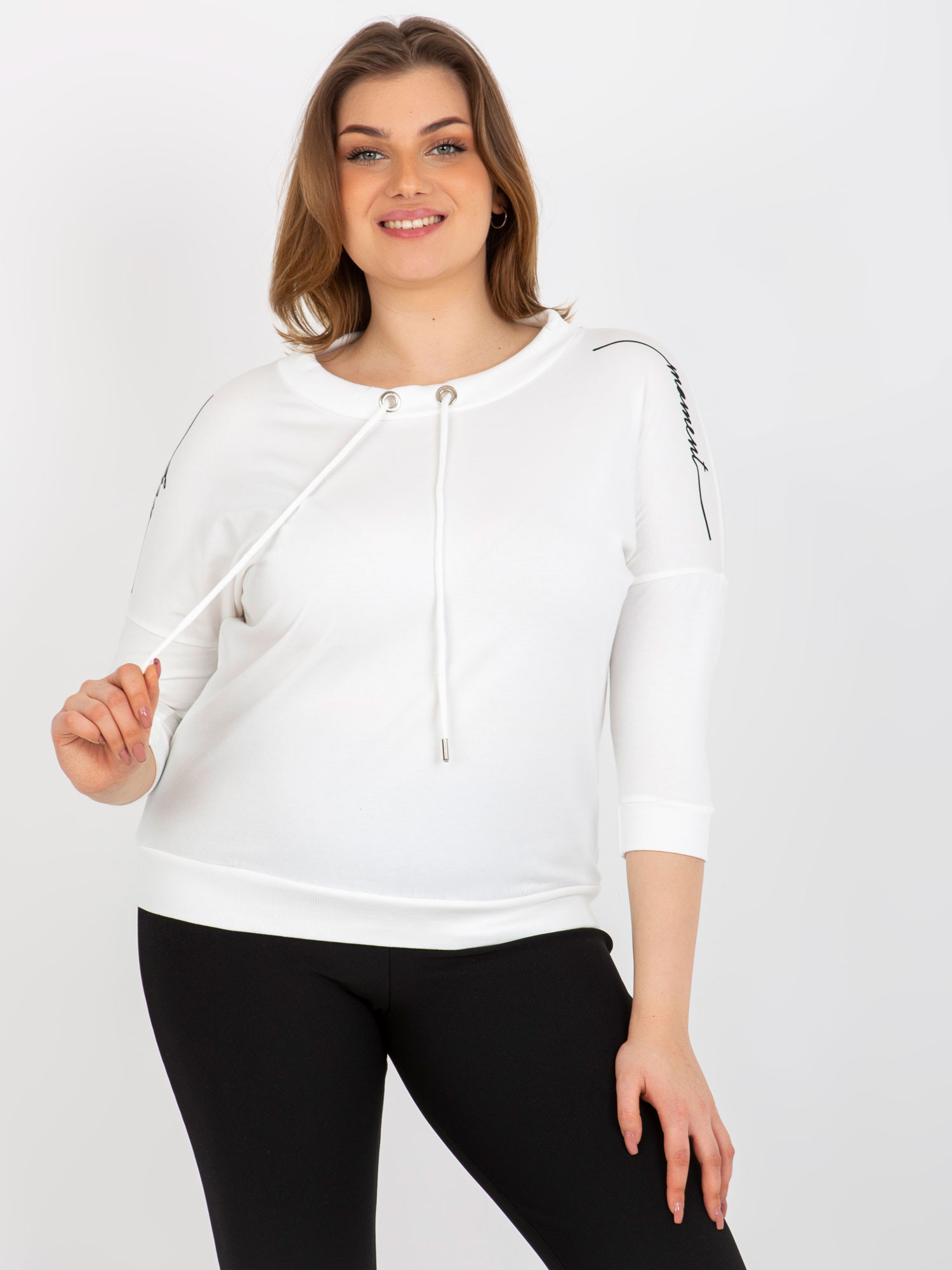 Dámská halenka plus size s 3/4 rukávy - ecru Velikost: JEDNA VELIKOST