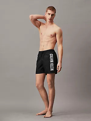 Pánské plavky Tkaný spodní díl MEDIUM DRAWSTRING KM0KM01004BEH - Calvin Klein XL