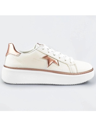 Bílo-měděné šněrovací tenisky sneakers s hvězdičkou (BB126N)